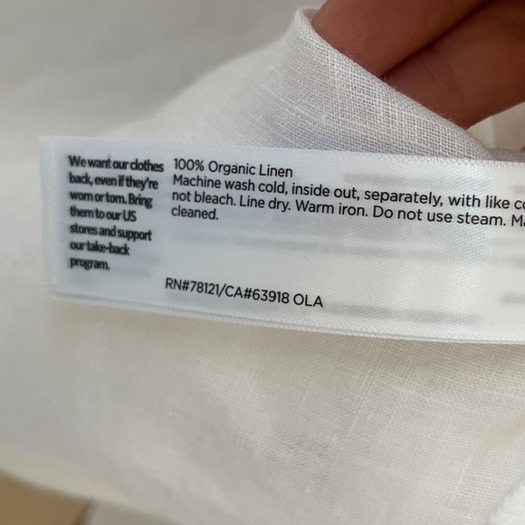 Eileen Fisher White Organic Linen Band Collar Longline Button-up Shirt Sz S - Picture 5 of 6